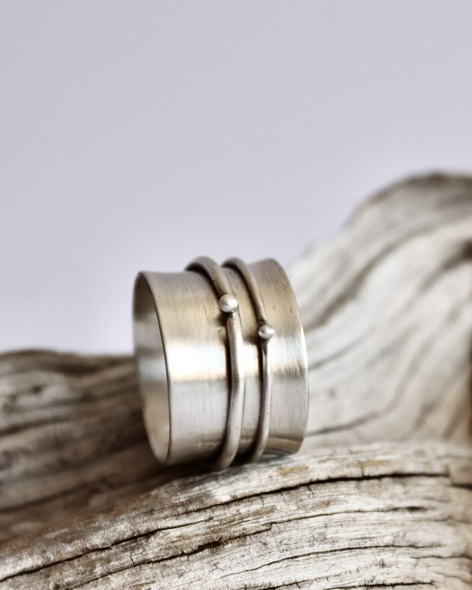 Bague double jeu, bague en argent fait main par Maryjou — vue 3