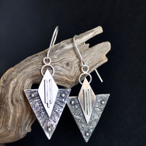 Boucles inka, boucles d’oreilles en argent fait main par Maryjou — vue 4